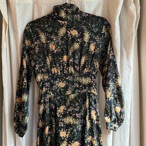 Zara Black Floral Long Sleeve Dress